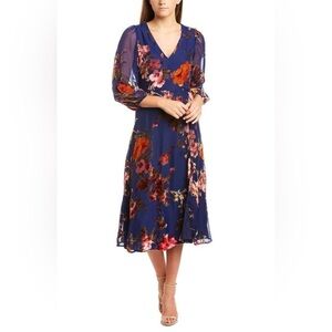 Yumi Kim Serenade Velvet Burnout Lafayette Dress w/ Scarf - Women’s Small